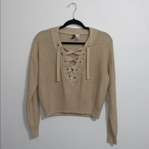 Lace-up Knit Sweater